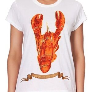 Camilla White Tee with Orange Lobster Motif